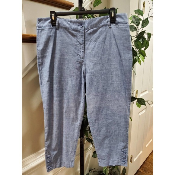 Talbots Womens Blue 100% Cotton Pockets Flat Front Straight Leg Pants Size 12P - Picture 15 of 15